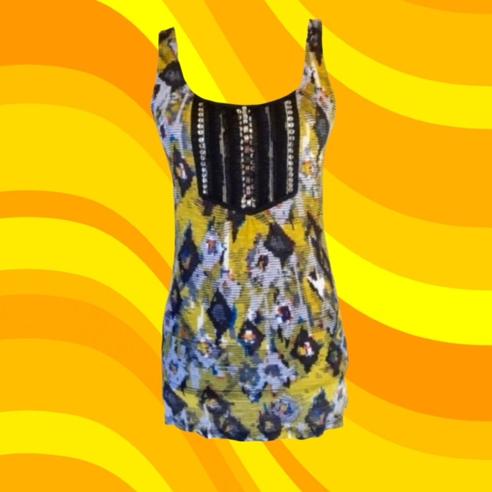 Vintage 70's Style Sequin Print Tank Top Tee